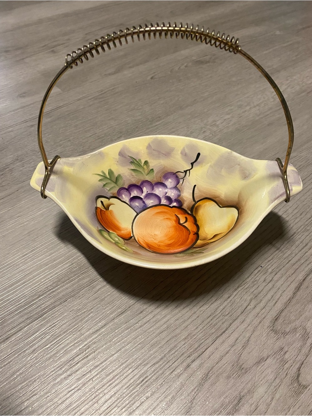 MCM Ucagco Japan Hand Painted Fruit Boat Dish Bowl Original Foil Label Vintage